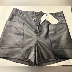 Never worn with tags Joie black leather shorts